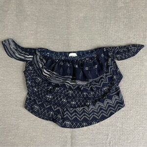 Misa Off the Shoulder Navy Blue Tiered Top Women’s Size XS Stretch